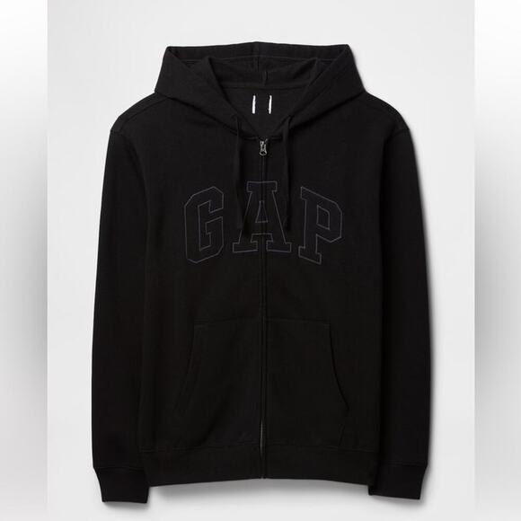 NWT Gap Logo Zip Black Hoodie Size L - Picture 2 of 5